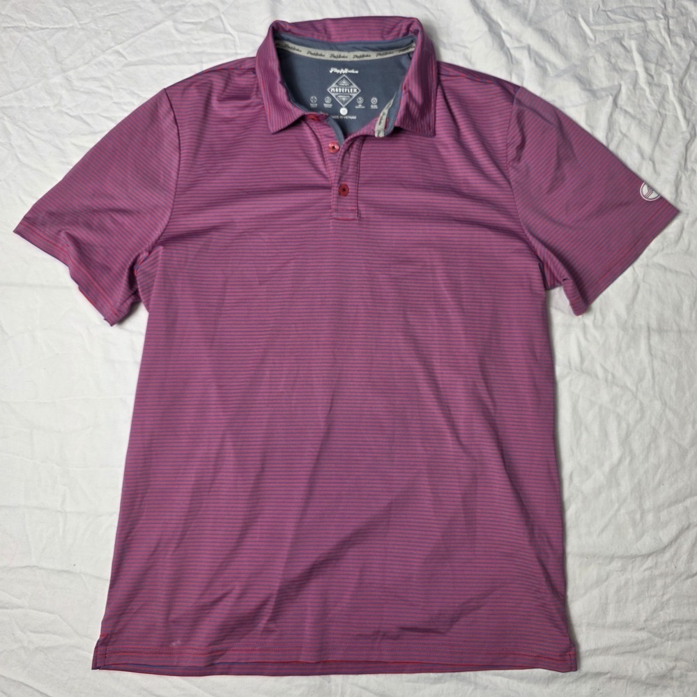 flag & anthem men's polo madeflex striped medium pink blue